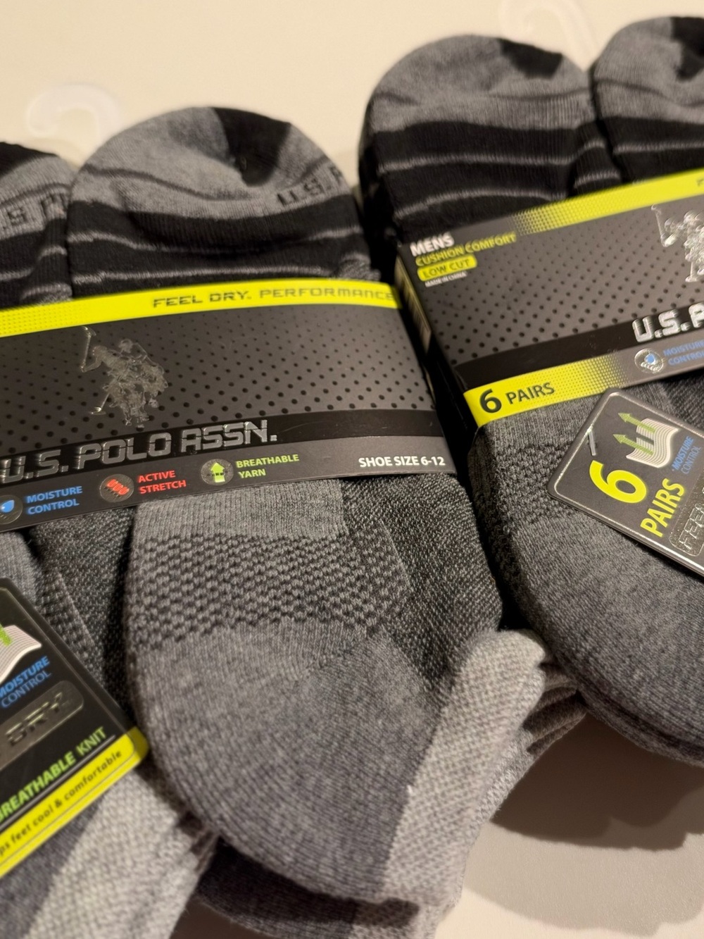 U.S. Polo Assn. Men's Gray Low-Cut Performance Socks - 12 pack